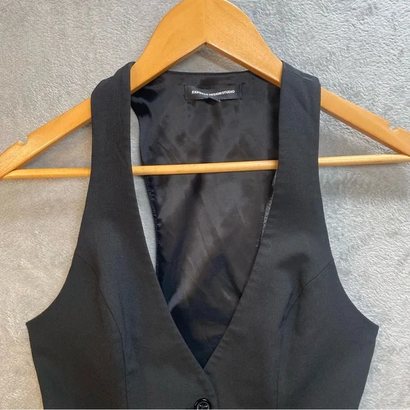 Express Design Studio Vest Black Sleeveless Fitted Career Party Size 4 - Picture 4 of 12